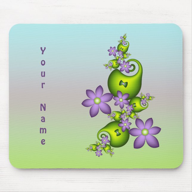 Tapis De Souris Fleurs d'Imaginaire Lilac Formes vertes Nom fracta (Devant)
