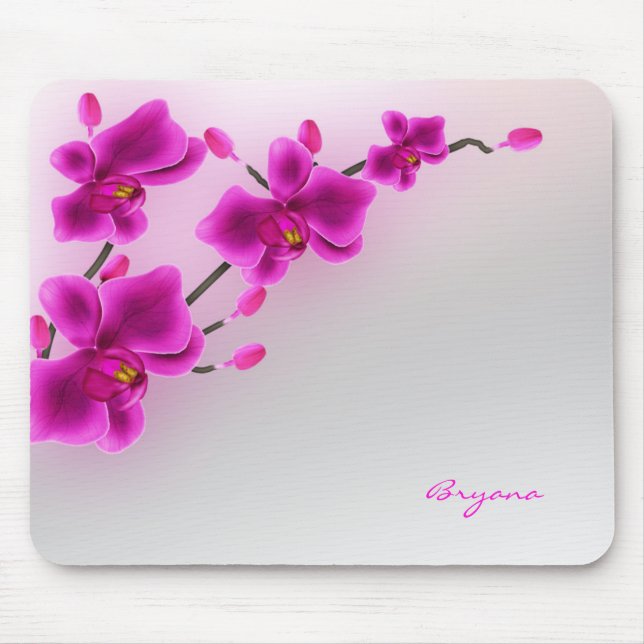 Tapis De Souris Fleurs d'orchidées Floral Élégant (Devant)