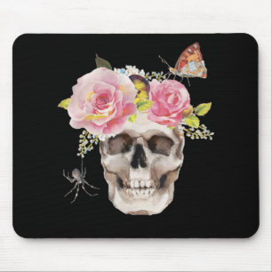 Tapis De Souris Fleurs du crâne Araignée papillon Halloween Cadeau