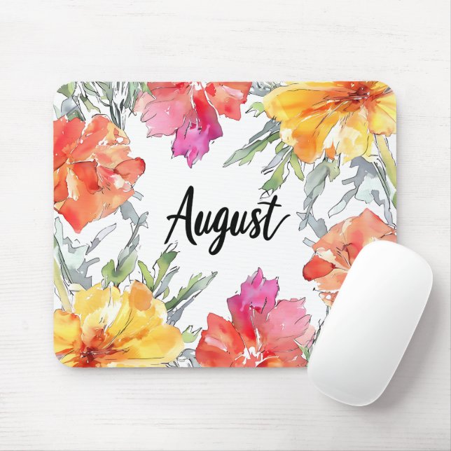 Tapis De Souris Fleurs du mois de naissance/Août (Avec souris)