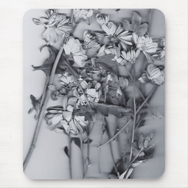 Tapis De Souris Fleurs en noir et blanc (Devant)