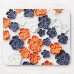 Tapis De Souris Fleurs en tissu cousu à la main printemps orange b