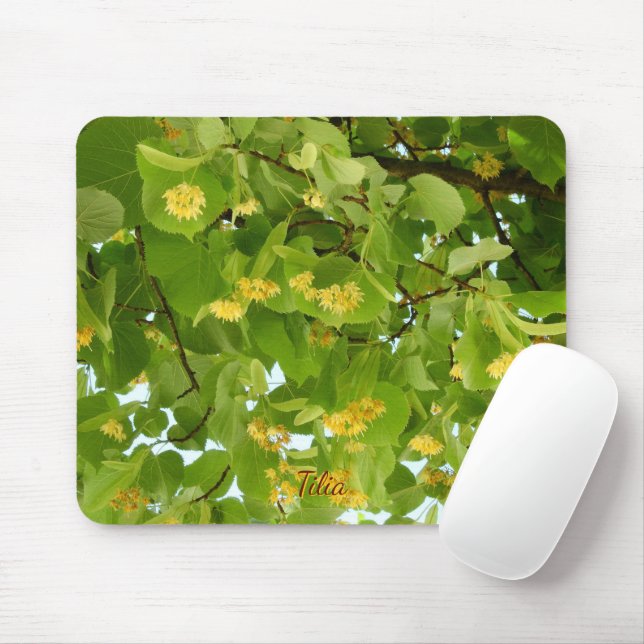 Tapis De Souris Fleurs et feuilles de tilleul (Avec souris)