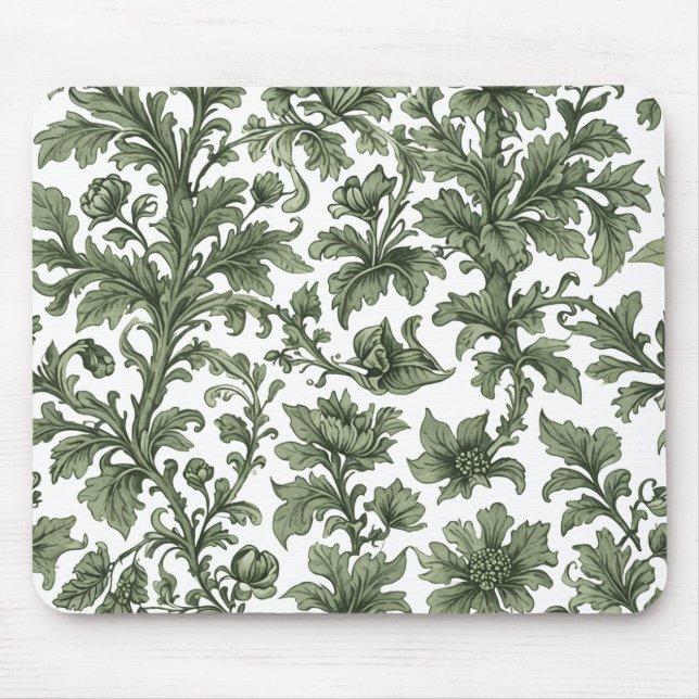 Tapis De Souris Fleurs et feuilles vertes (Devant)