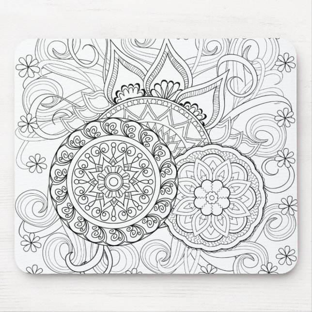 Tapis De Souris Fleurs et mandalas de griffonnage (Devant)