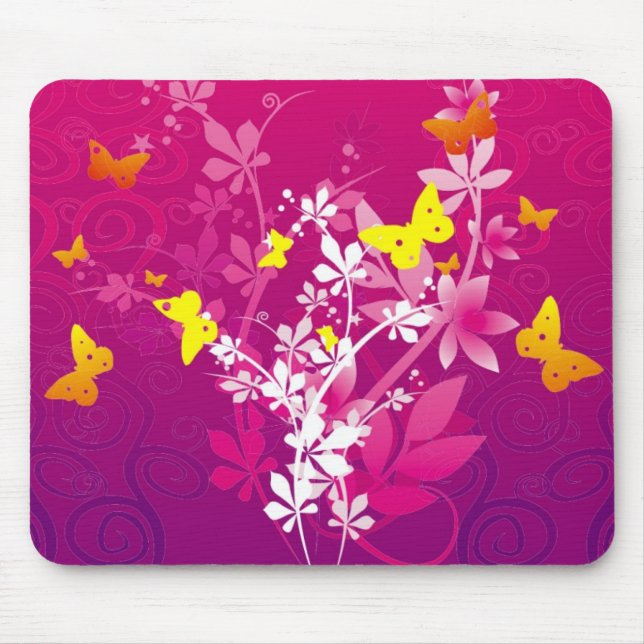 Tapis De Souris Fleurs et papillons (Devant)