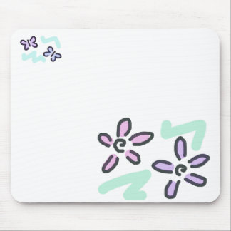 Tapis De Souris Fleurs et papillons en pastel