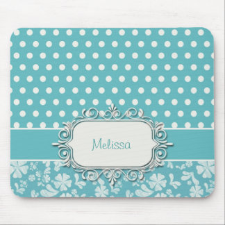 Tapis De Souris Fleurs et pois de turquoise