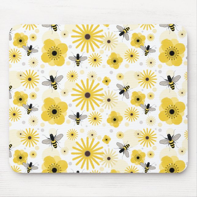 Tapis De Souris Fleurs et pois Mousepad d'abeilles (Devant)