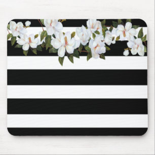Tapis De Souris Fleurs féminines Magnolia, Rayures