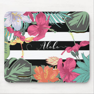 Tapis De Souris Fleurs Feuilles Floral Tropical Chic Botanique