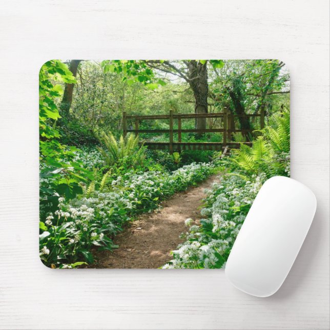 Tapis De Souris Fleurs | Fleurs sauvages blancs en forêt (Avec souris)