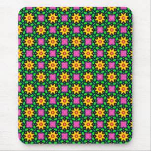 Tapis De Souris Fleurs florales colorées Jaune Motif