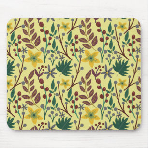 Tapis De Souris Fleurs florales sans coutures motifs, feuilles, br