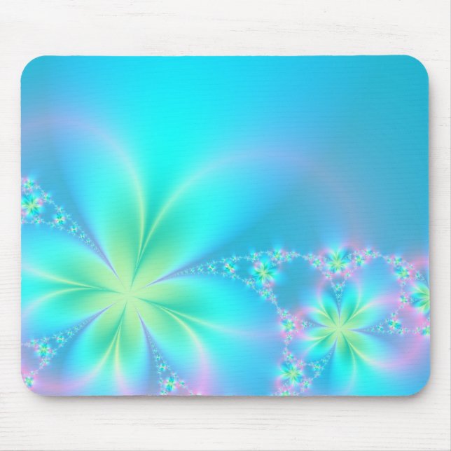 Tapis De Souris Fleurs fractales colorées (Devant)