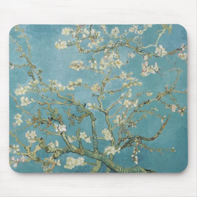 Tapis De Souris Fleurs Gogh Branches Fleurs d'Amandier Nature (Devant)