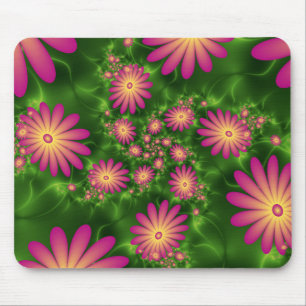 Tapis De Souris Fleurs Imaginaires roses Art Fractal Abstrait mode