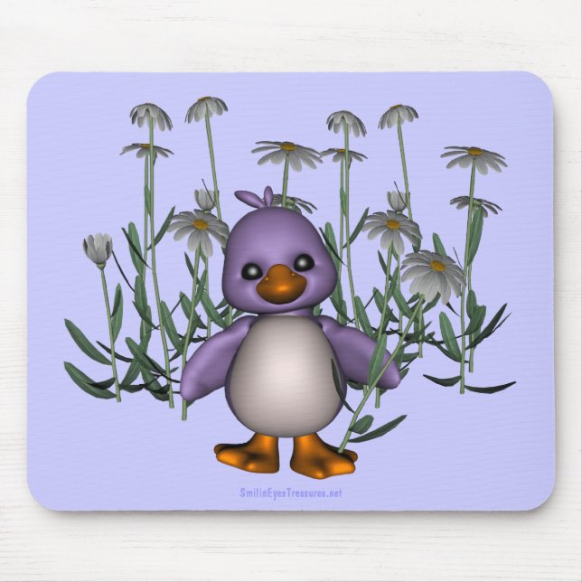 Tapis De Souris Fleurs marguerites d'oiseaux mauves mignonnes Mous (Devant)