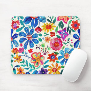 Tapis De Souris Fleurs mexicaines colorées