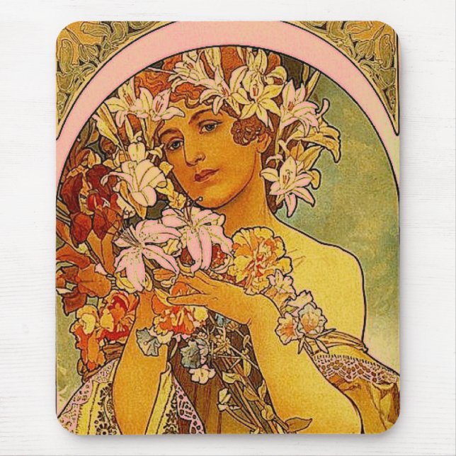 Tapis De Souris fleurs mucha (Devant)