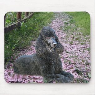 Tapis De Souris Fleurs noires de pourpre de Mousepad de caniche