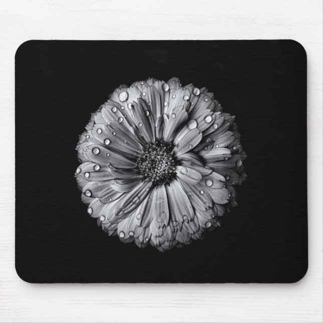 Tapis De Souris Fleurs Noires Et Blanches 10 (Devant)