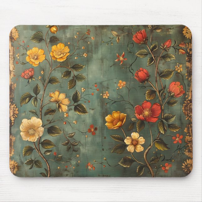 Tapis De Souris Fleurs orange et jaune (Devant)