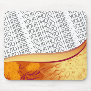 Tapis de souris fleurs orange jaune