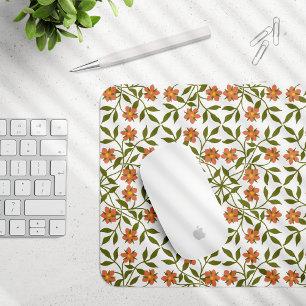 Tapis De Souris Fleurs orange, Motif Floral, Verdure, Boho