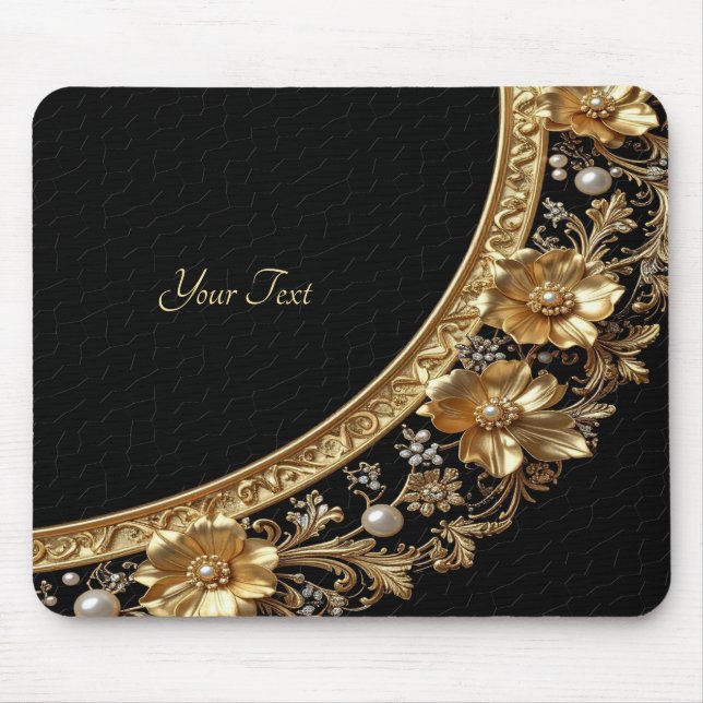Tapis de souris Fleurs Ornementales Dorées (Devant)