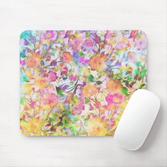 Tapis De Souris Fleurs pastel (Avec souris)