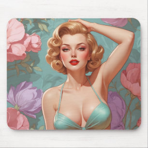 Tapis De Souris Fleurs Pastel Blonde Pin Up