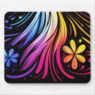 Tapis De Souris Fleurs Rétro des Années 1970 sur un Ordinateur Por