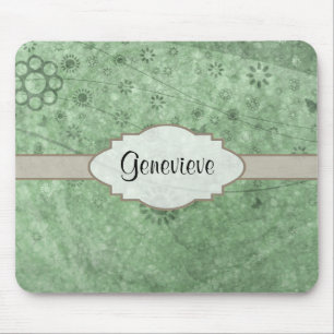 Tapis De Souris Fleurs rétro et papillons Aqua.png