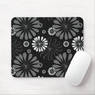 Tapis De Souris Fleurs rétro noir et blanc