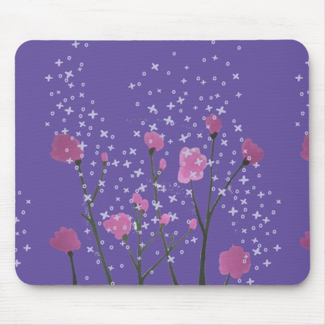 Tapis De Souris Fleurs roses avec Arrière - plan violet (Devant)