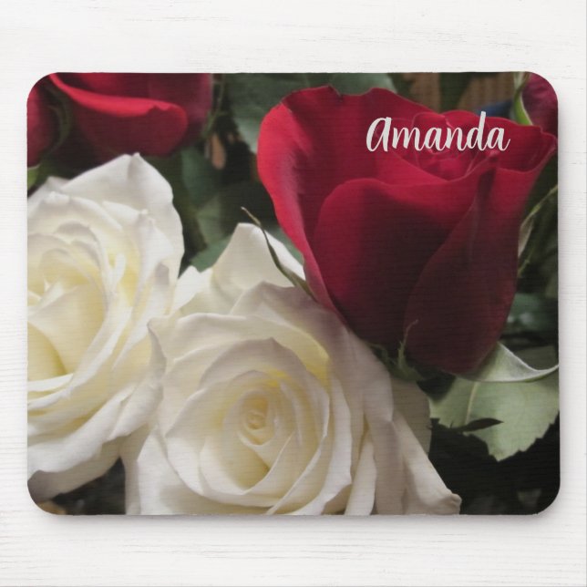 Tapis de souris Fleurs Roses Blanches et Rouges  (Devant)