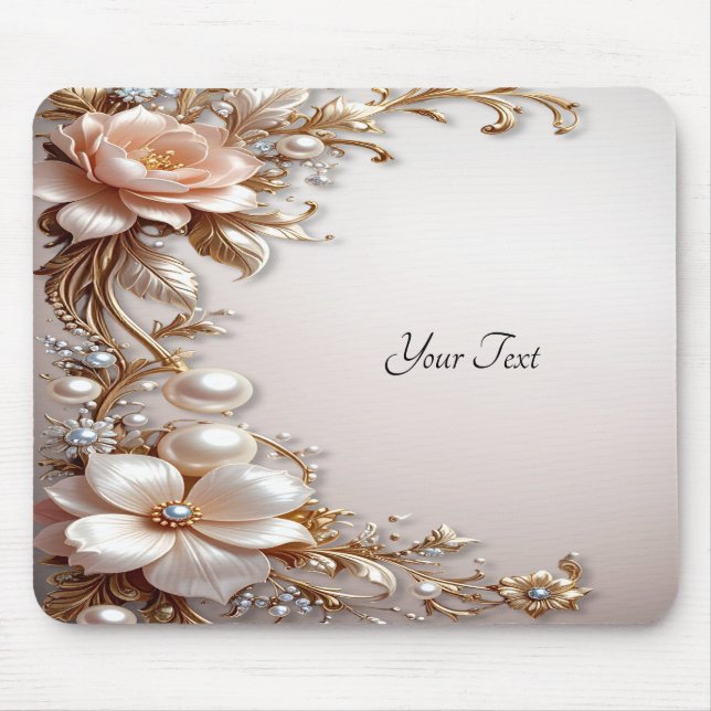 Tapis de souris Fleurs roses et blanches douces (Devant)