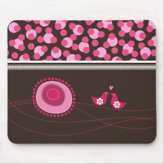 Tapis De Souris Fleurs roses et motif heureux Mousepad de point
