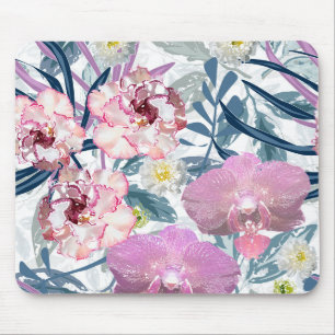 Tapis De Souris Fleurs roses et orchidées.