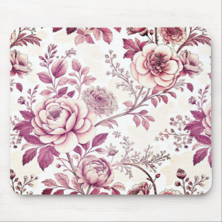 Tapis De Souris fleurs roses et rouge foncé