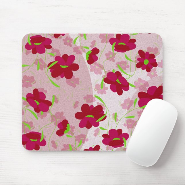 Tapis De Souris Fleurs roses et rouges - Floral (Avec souris)