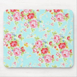 Tapis De Souris Fleurs roses minables bleues de roses floraux