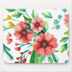 Tapis De Souris Fleurs roses peintes à la main Motif Floral-23498