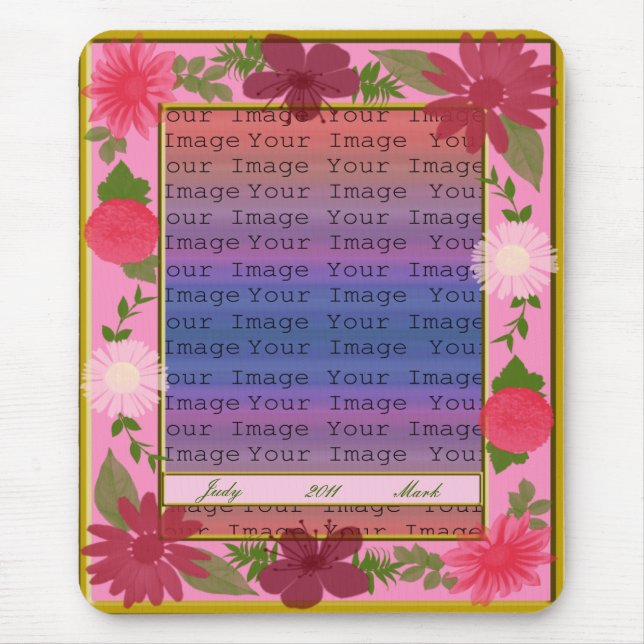 Tapis De Souris Fleurs roses Personnalisées Souris (Devant)