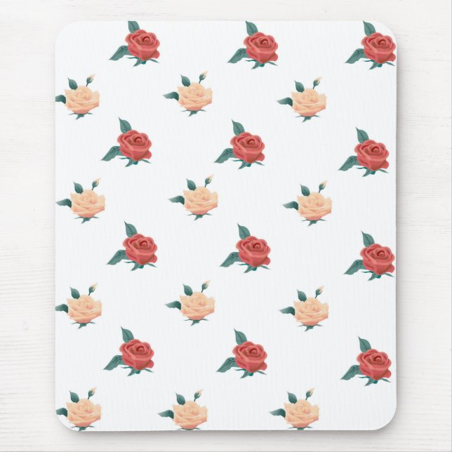 Tapis De Souris Fleurs roses sur arrière - plan blanc (Devant)