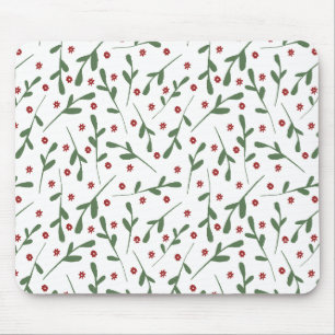 Tapis De Souris Fleurs rouges, motif feuille vert