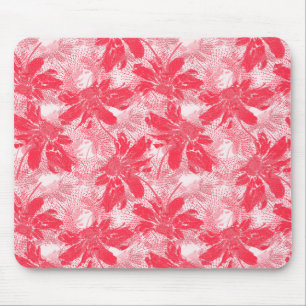 Tapis De Souris Fleurs rouges sur blanc.