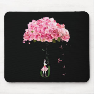 Tapis De Souris Fleurs Ruban Lutte de sensibilisation au cancer du