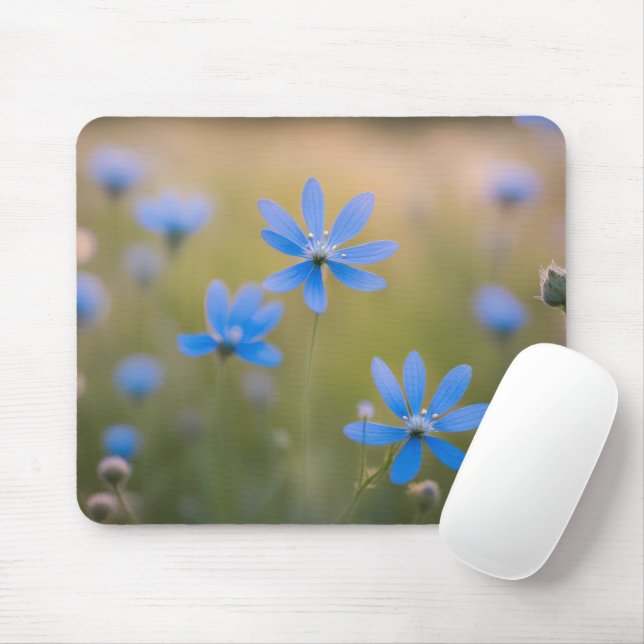 Tapis De Souris Fleurs sauvages bleus dans le pré (Avec souris)